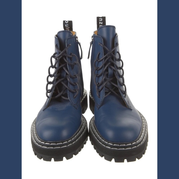 PROENZA SCHOULER Blue Leather Combat Boots EU 40 US 10 - Picture 3 of 6